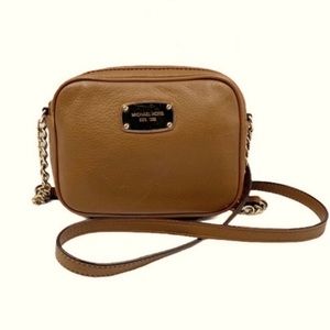 Michael Kors Tan Brown Leather Crossbody Shoulder Bag Mini Bag